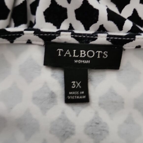 Talbots Black & White Faux-Wrap Dress 3x - Picture 6 of 6